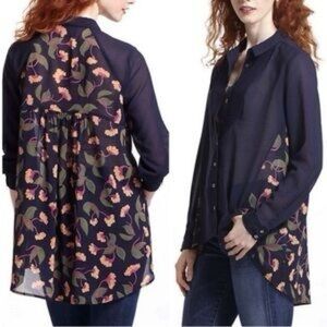 Maeve Navy and Pink Floral Tunic Blouse